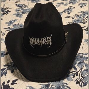 Falling In Reverse Signed Cowboy Hat 🎤 Ronnie Radke Autograph Tour Merch Black